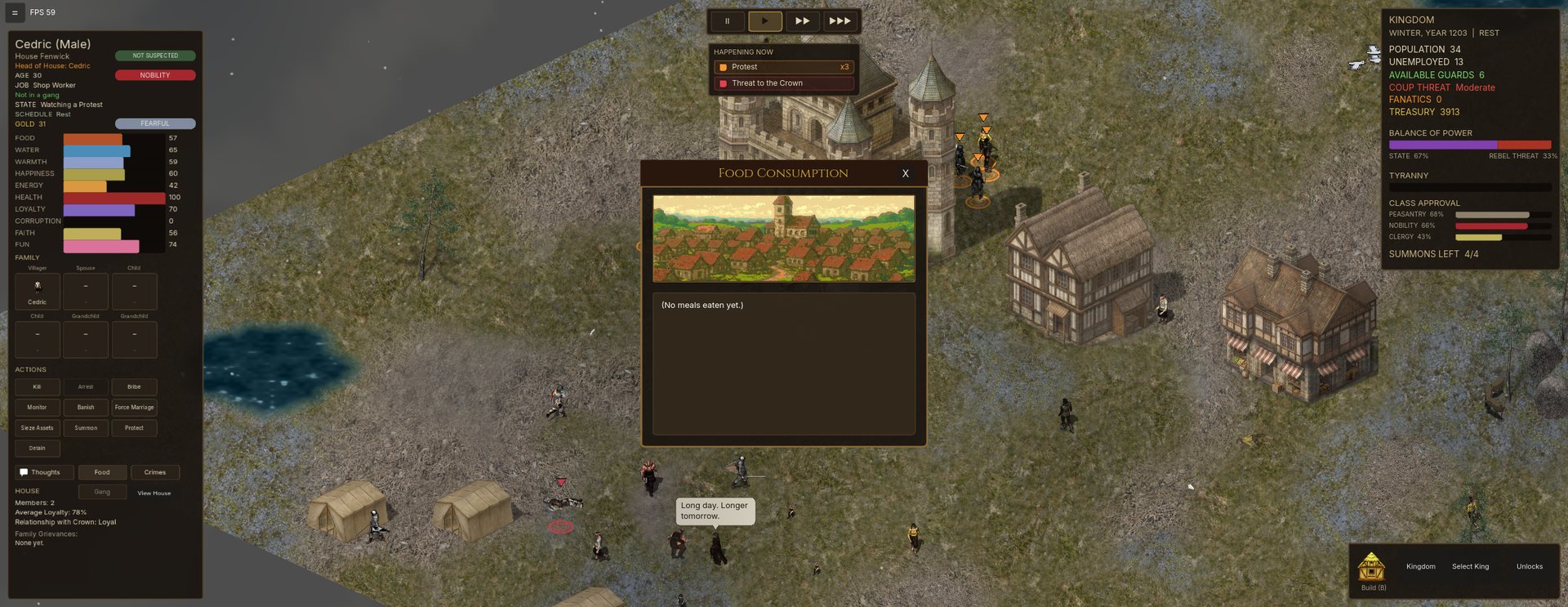 A villager's Food Consumption panel